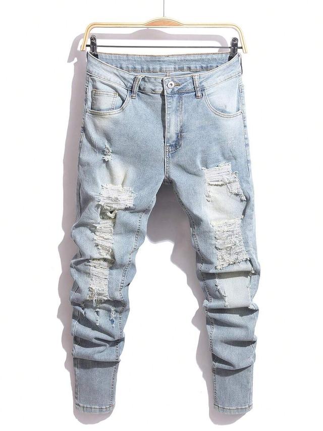 light wash distressed skinny denim jeans