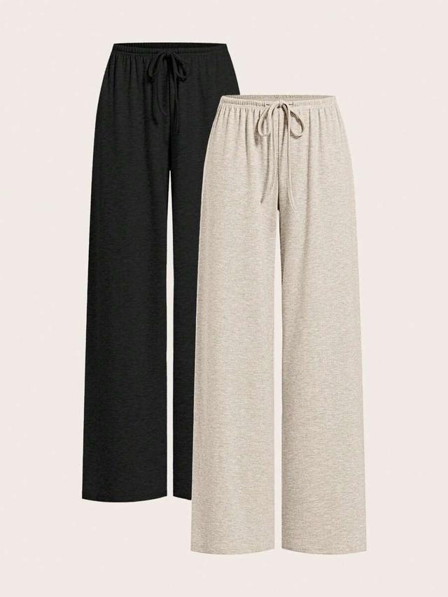 black comfortable multicolor knitted long straight pants
