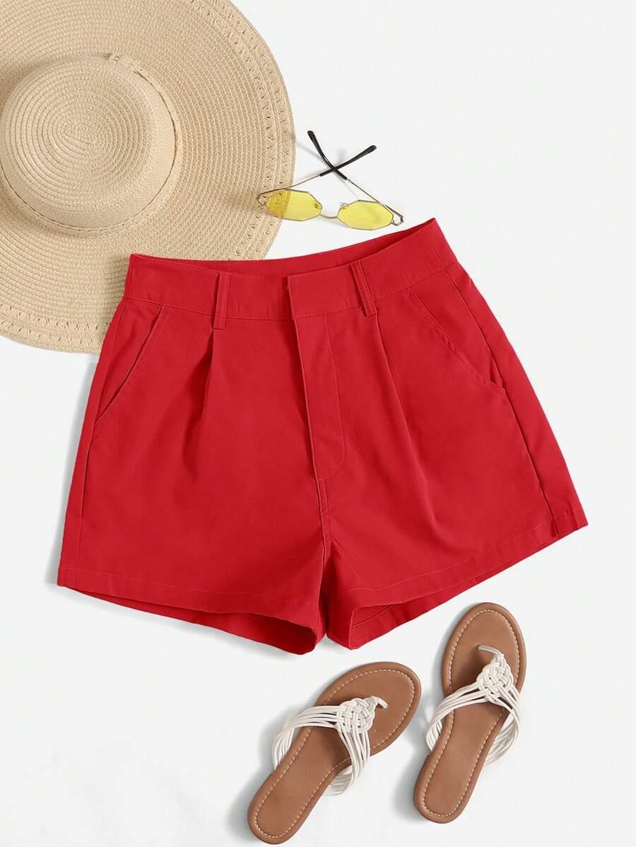 burgundy red high waisted tailored shorts