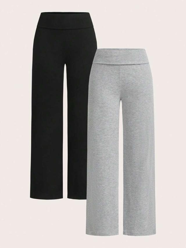 grey casual high waisted cuffed wide leg straight pants