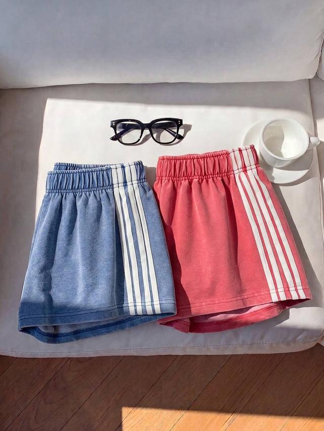coral colorblock casual athleisure cotton shorts