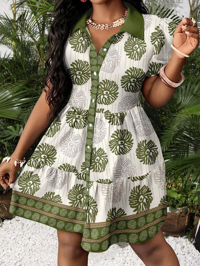 printed cotton shirt dress with contrast collar