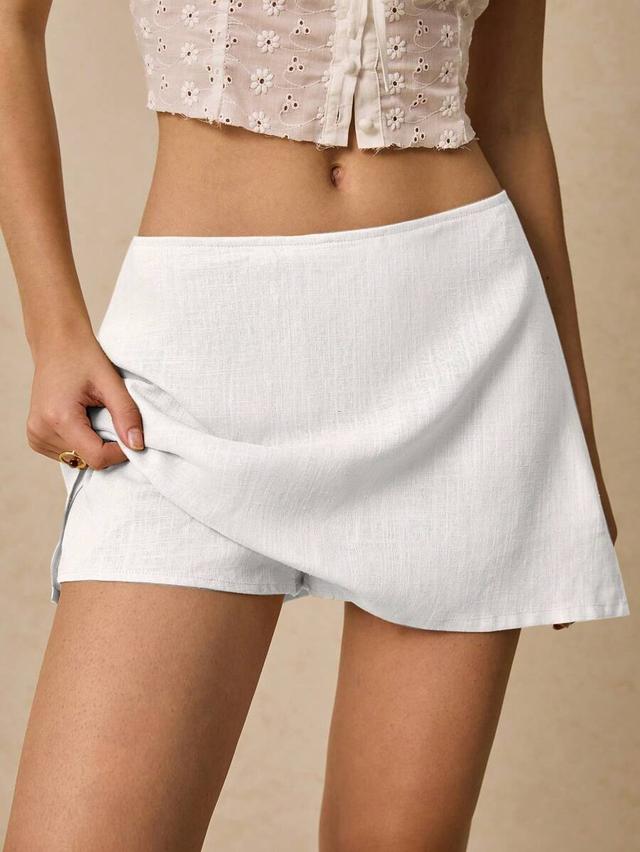 poéselle white linen blend fashion skort