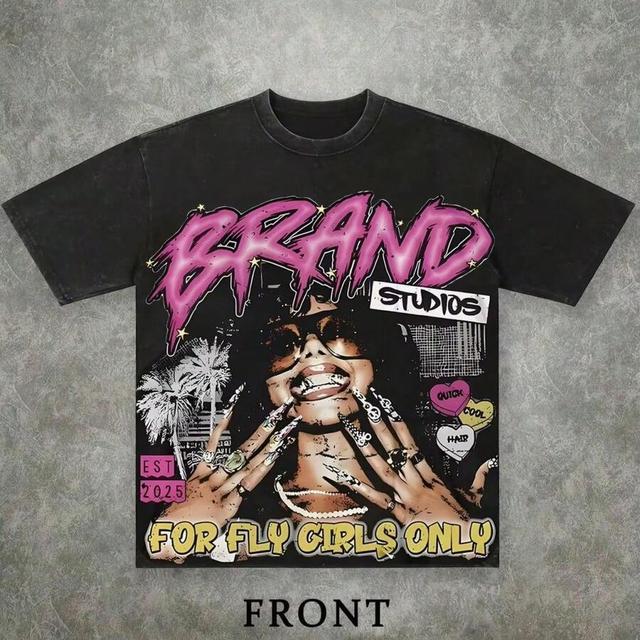 vintage washed cotton graphic print streetwear t-shirt