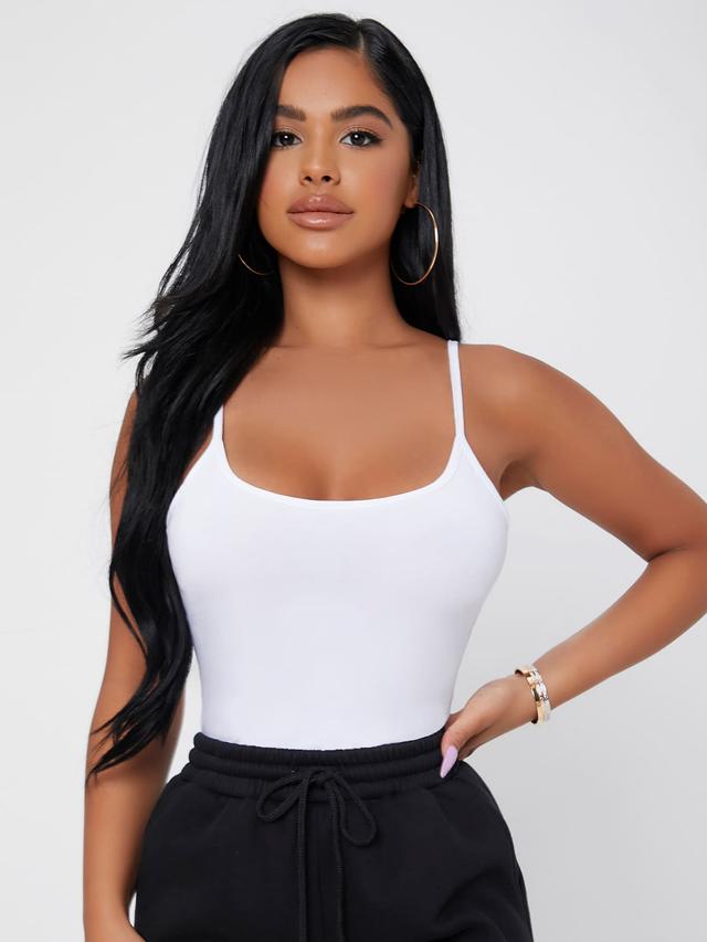 solid white slim fit cami top