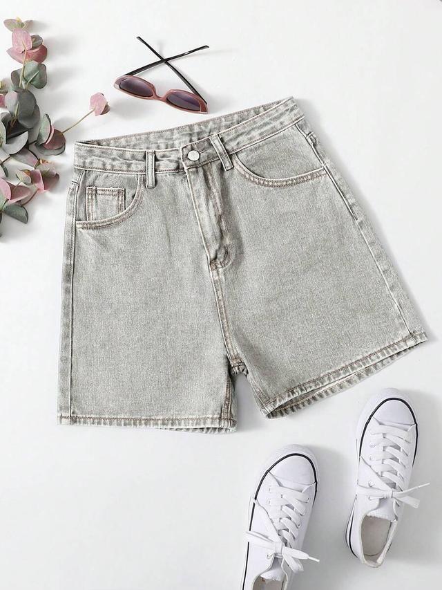 light wash high waisted denim shorts