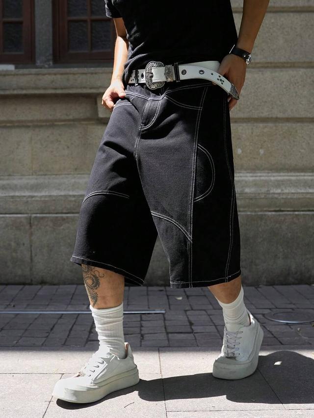 black denim loose casual wide leg shorts