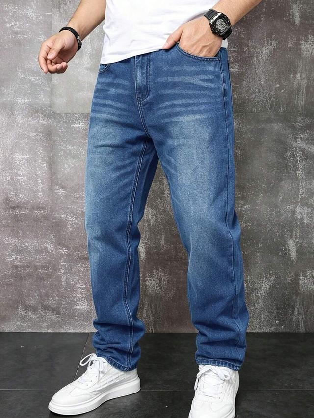 men's simple casual blue denim jeans