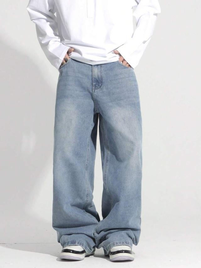 loose washed denim baggy wide leg jeans