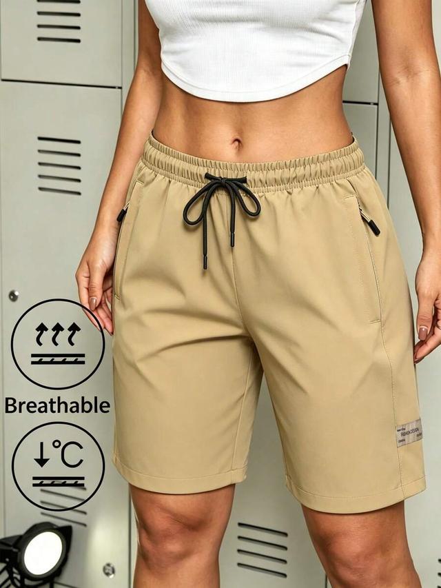 women's solid color quick-dry casual sports shorts