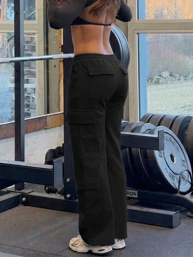 women's casual pocket straight leg loose fit cargo pants