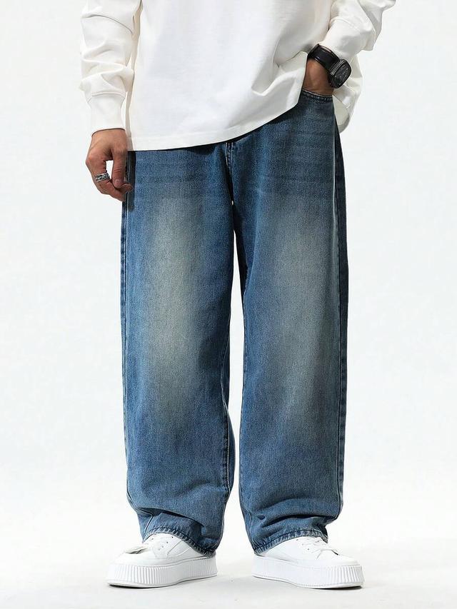 manfinity hypemode loose fit men's straight-leg jeans