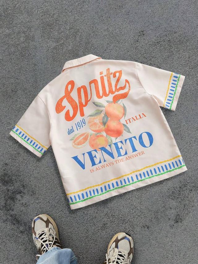 cream short sleeve camp collar vacation shirt