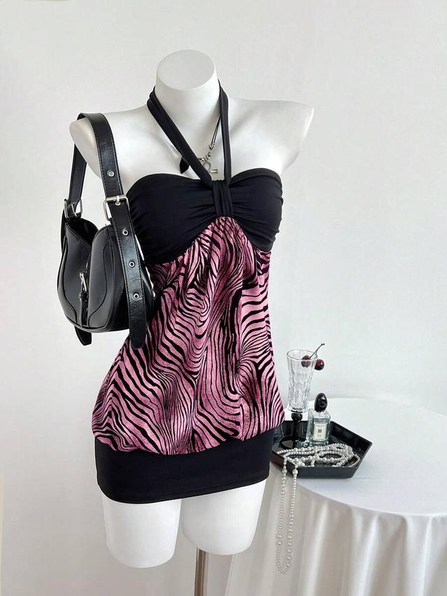 elamini sleeveless knitted halter mini cami dress