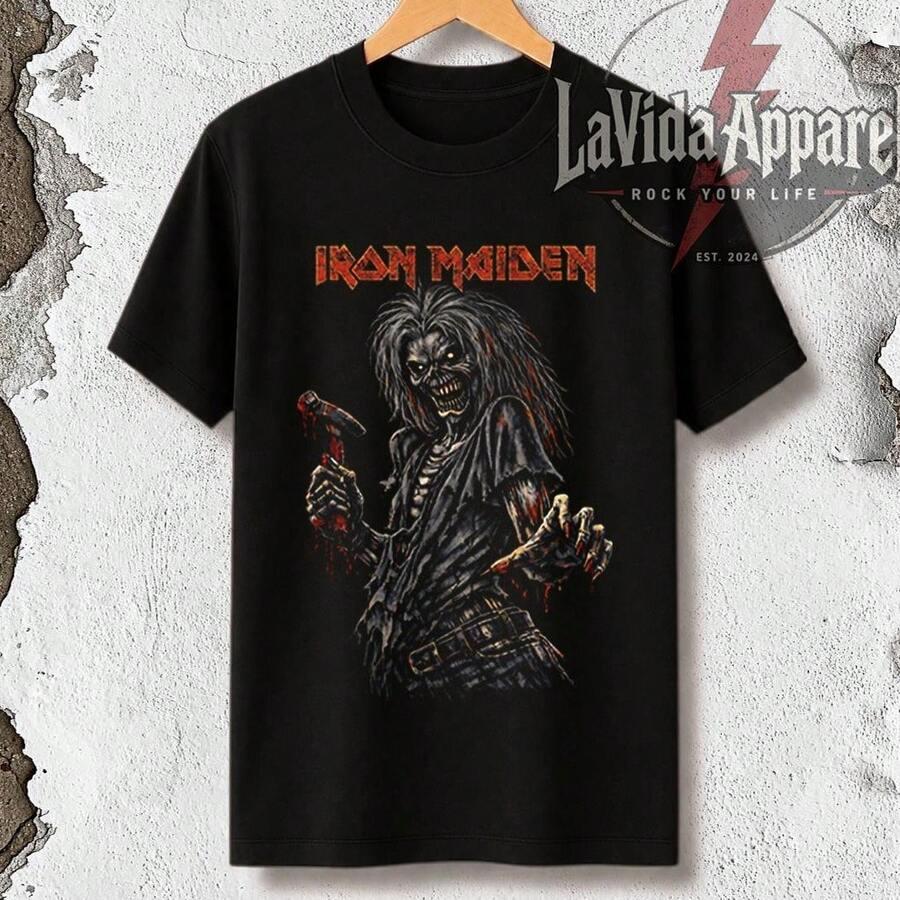 iron maiden mineral wash black graphic t-shirt