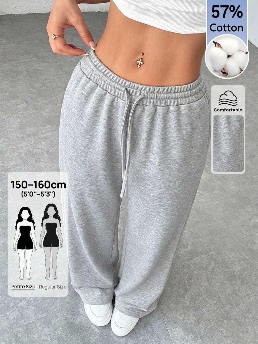 solid grey cotton blend wide-leg lounge sweatpants