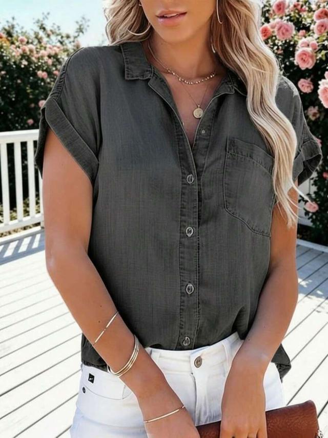dark olive green cotton chambray button up shirt