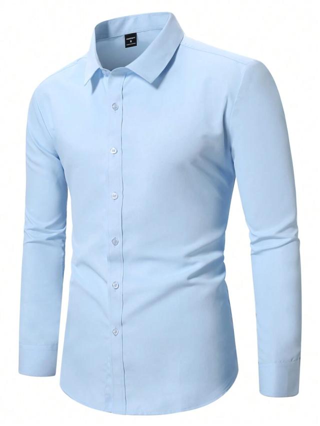 light blue solid color long sleeve formal shirt