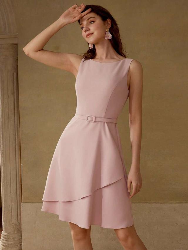 motf classy belted zipper dress