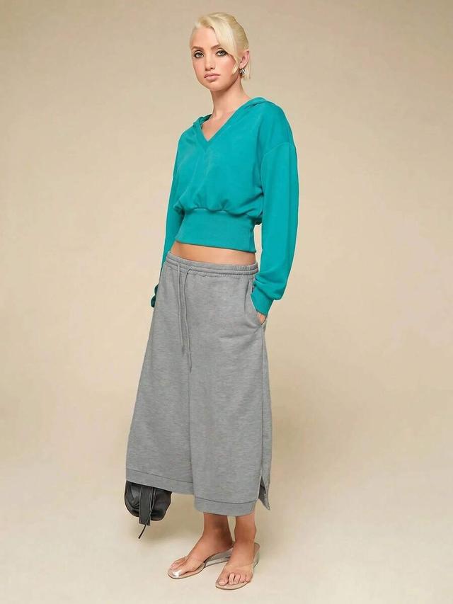 grey split hem cropped lounge joggers