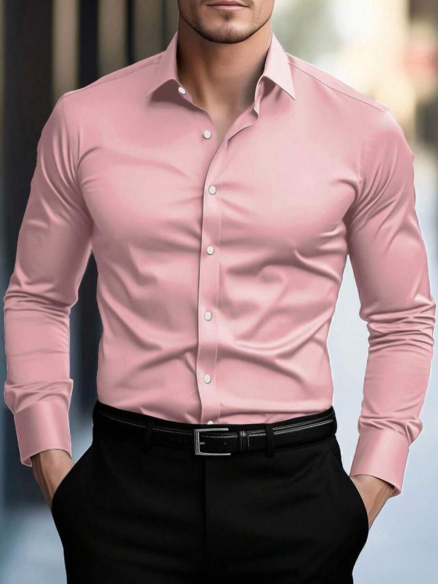 solid pink slim fit long sleeve formal shirt