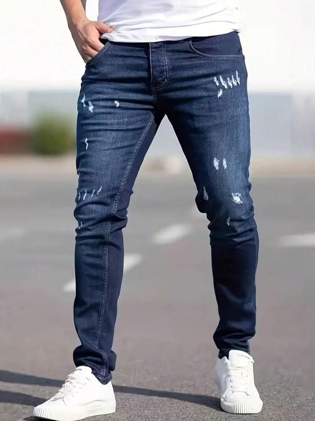 men's slim fit distressed stretch denim jeans