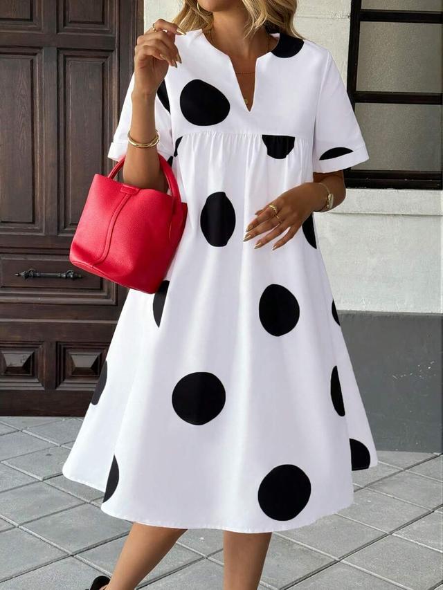 women's v-neck polka dot loose casual dress