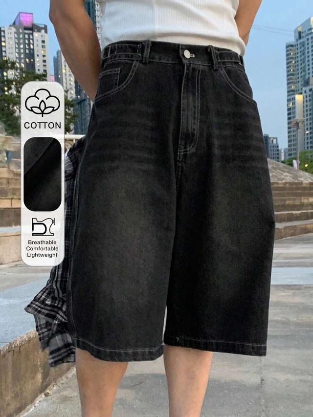 dazy washed black adjustable waist denim shorts