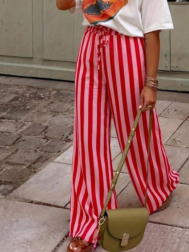 women's casual striped straight leg loose pants