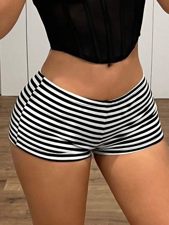 striped low waist slim fit micro shorts