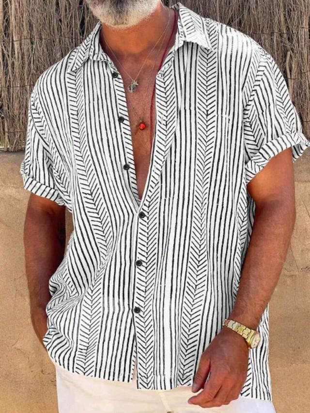 men's summer holiday printed short-sleeve shirt