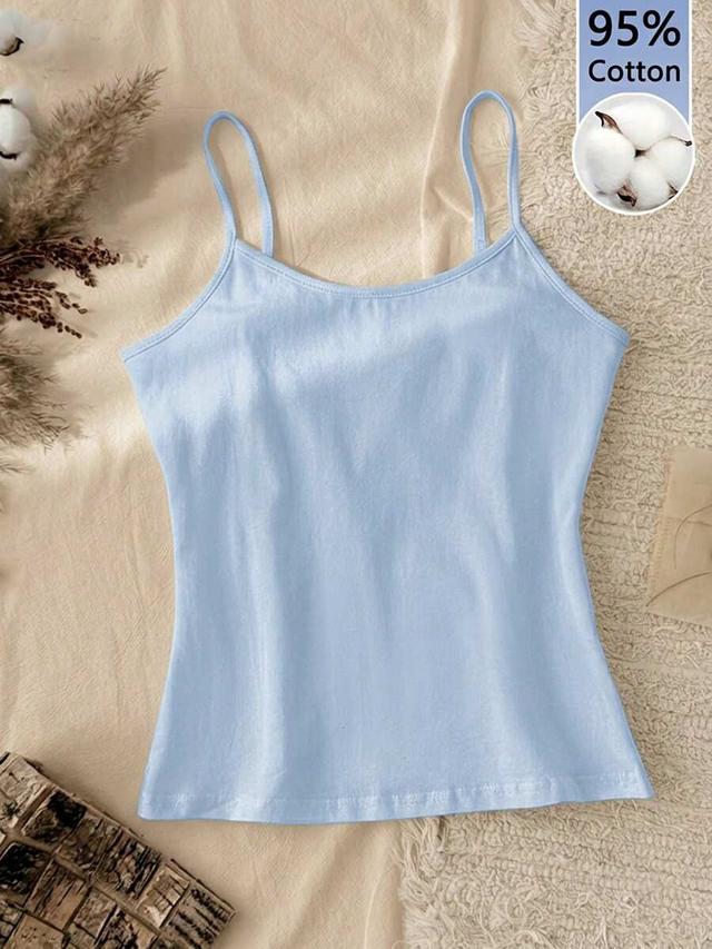 light blue cotton spaghetti strap tank top