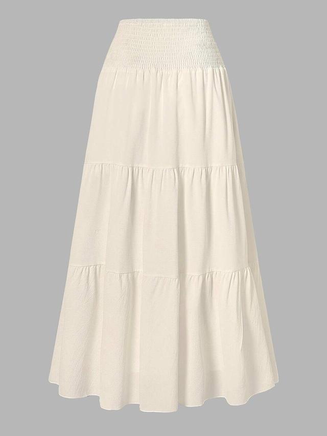 solid color minimalist ruffle hem crinkle midi skirt