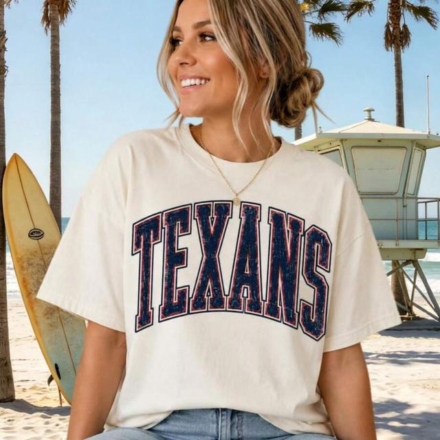 cream vintage texans football tee distressed varsity comfortcolors shirt