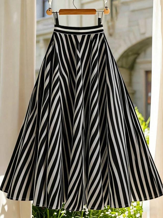 gloweve women's casual everyday striped a-line skirt