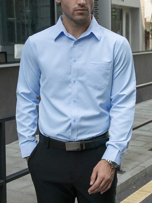 light blue long sleeve button down dress shirt