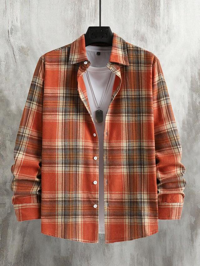 multicolor plaid long sleeve woven casual shirt