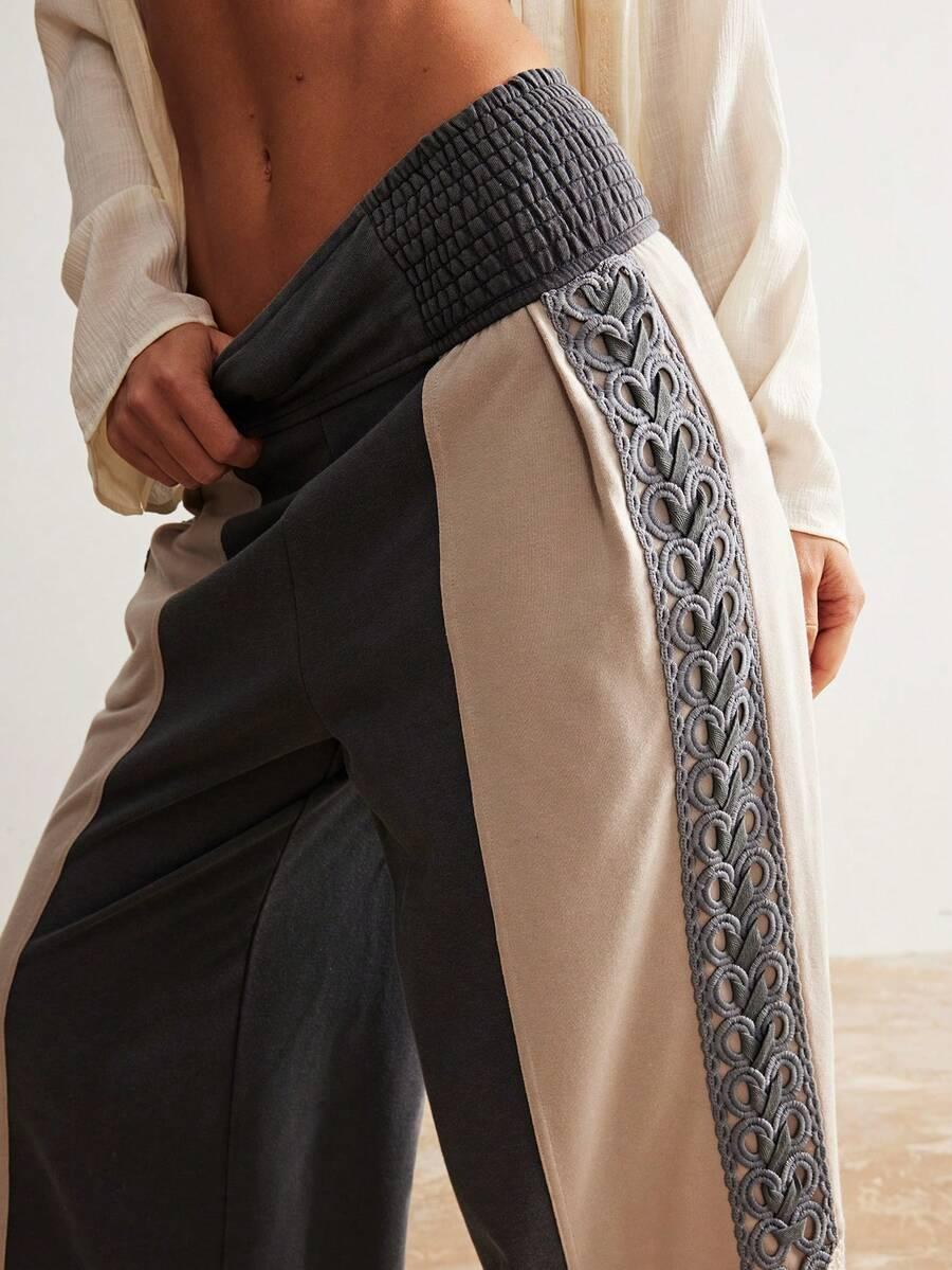 bohemela women's casual solid color knit wide-leg sweatpants