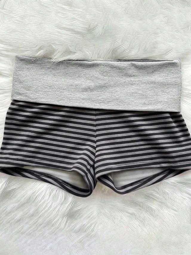 islasuriya women's striped colorblock flip waist casual shorts