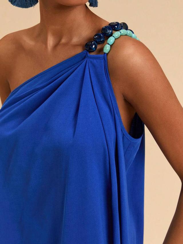 royal blue sleeveless beaded one-shoulder maxi dress
