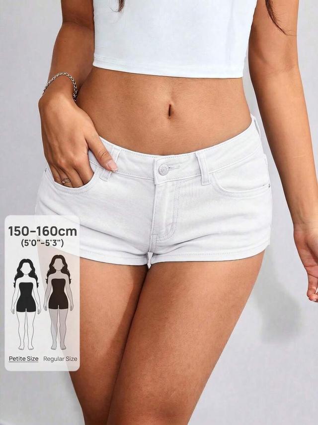 white denim five pocket shorts