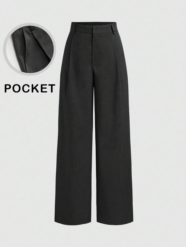 black minimalist navy blue wide leg suit pants