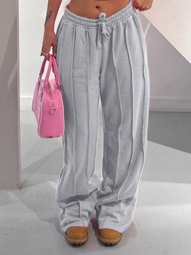 women's solid color drawstring waist straight leg sweatpants