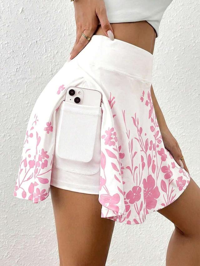 floral printed high waist athletic skort