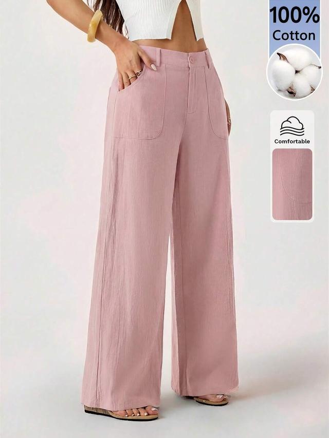 pink washed cotton straight leg trousers