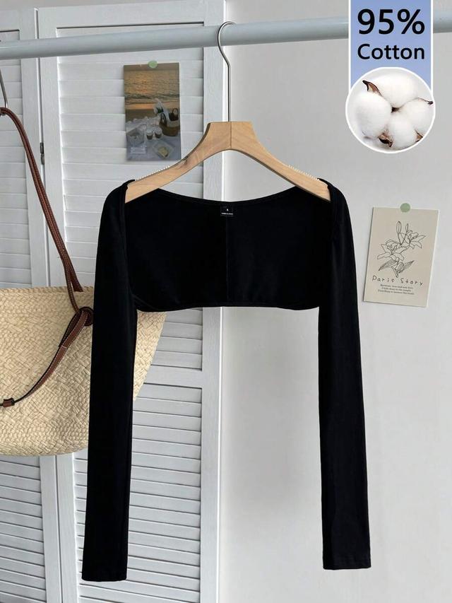 black solid cotton crop bolero shrug top