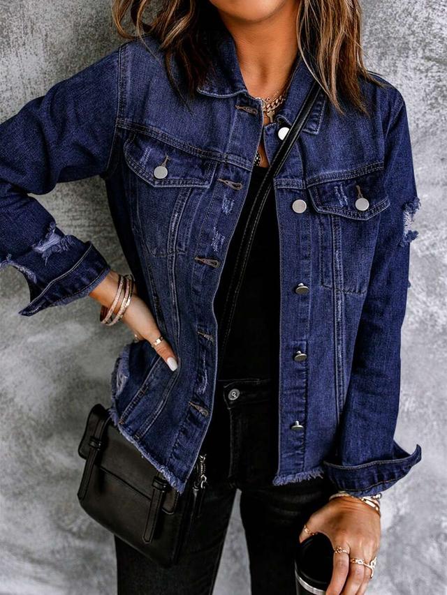necooer women's distressed denim boyfriend jacket