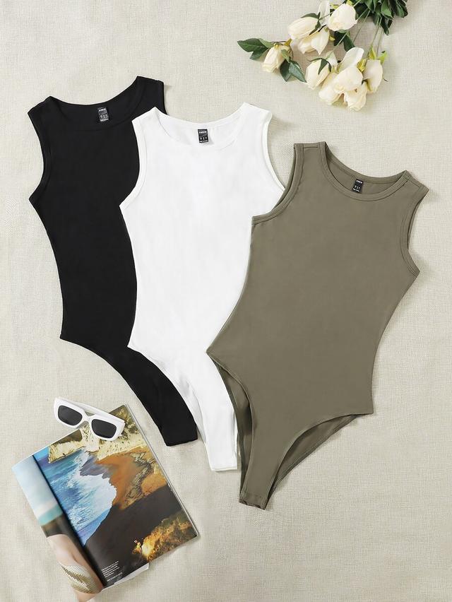 olive green casual sleeveless bodysuit