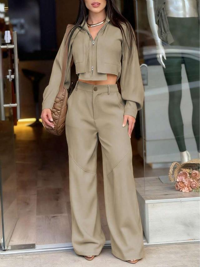 khaki wide leg cargo trousers with seam detailing