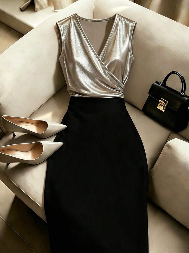 silver black velvet midi skirt with cinched waist